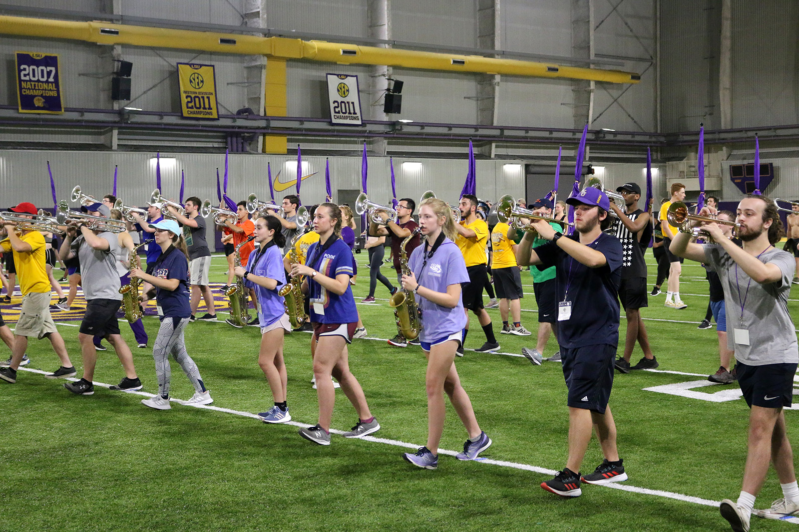 tiger band students receiving instruction