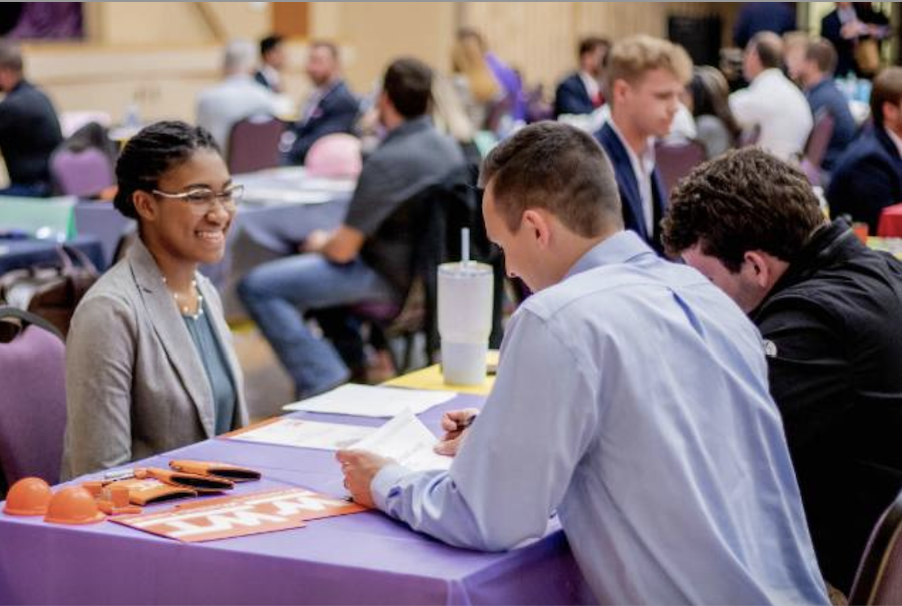 student at career fair