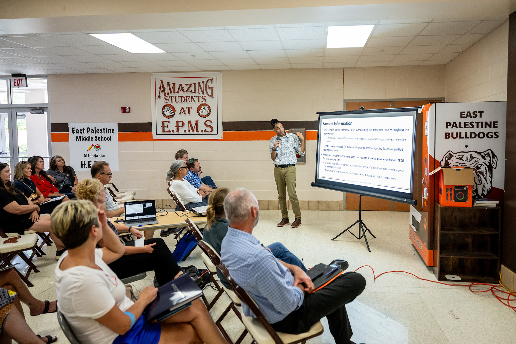 Myron Lard at community meeting in Ohio