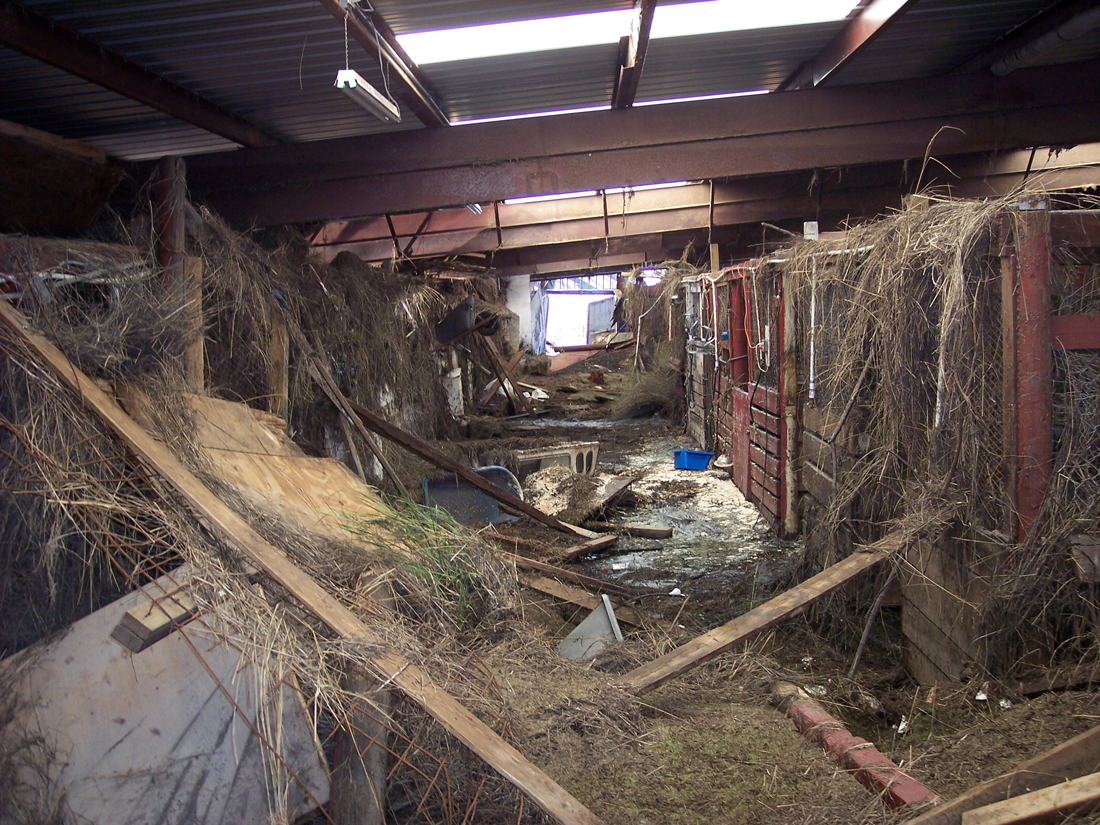 barn destroyed by the storm