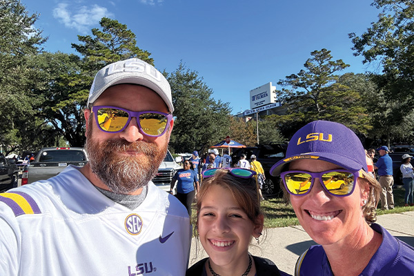 The Wages family at an LSU tailgate